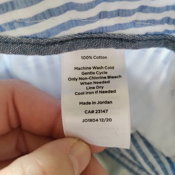 Talbots Seersucker Striped Crop Capri Pants Cotton Blue White Womens 14P - Picture 4 of 8